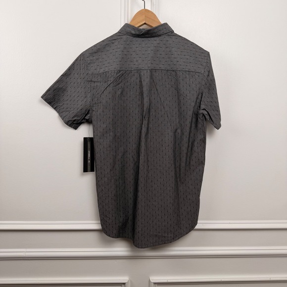 O'Neill Mens Boarderline Short Sleeve Button Up Shirt Gray Tailored Fit - Picture 2 of 8